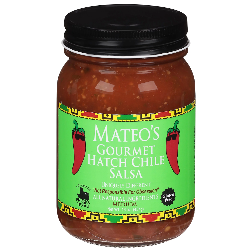 Mateo's Hatch Chile Salsa  Medium Heat  16 Oz Glass Jar