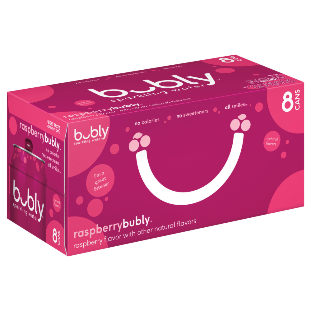Bubly  Raspberry Sparkling Water 8 pk 12oz cans