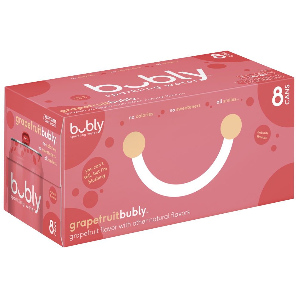 Bubly Grapefruit Flavored Sparkling Water  8 Pack Cans 12 oz