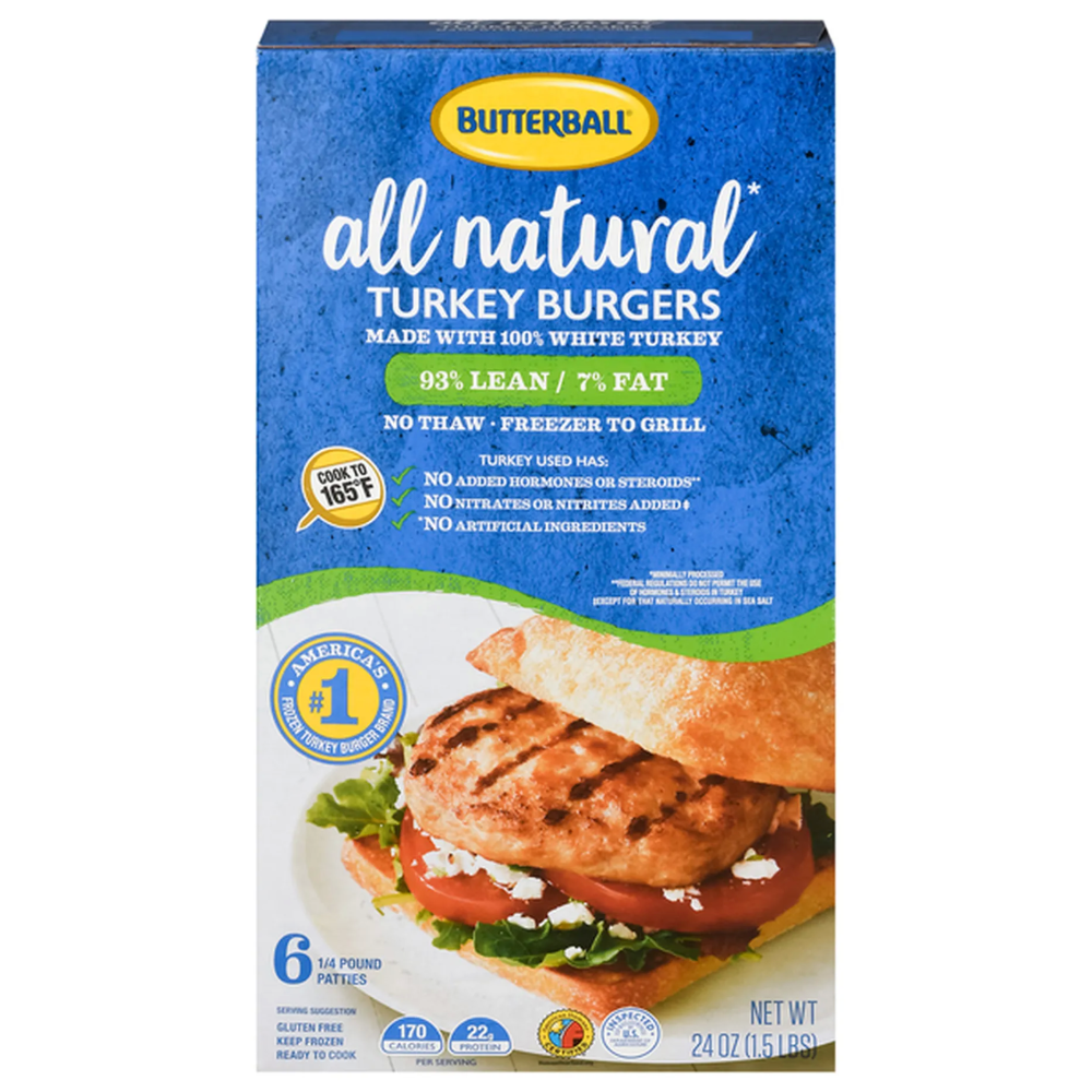 Butterball All Natural Turkey Burgers 6 Count 24oz