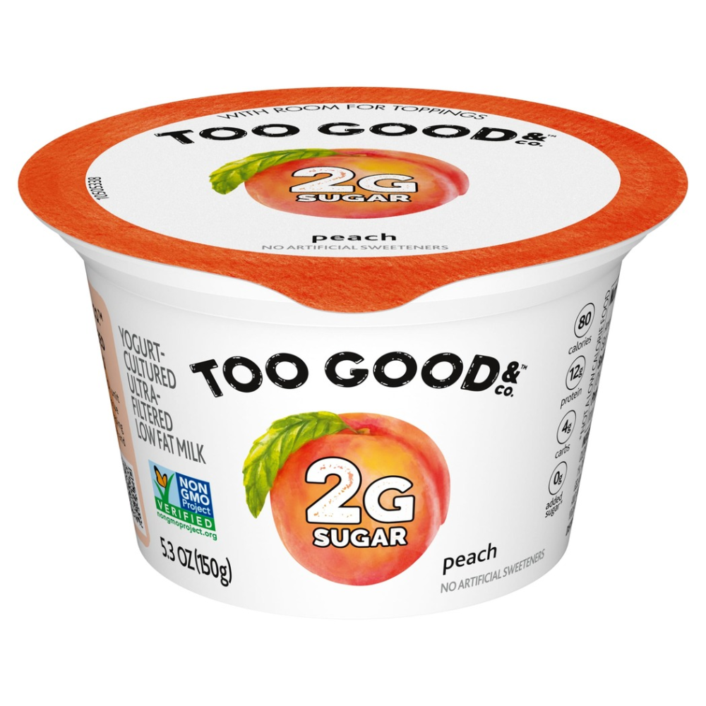 Too Good 2 Gram Peach Flavored Low Fat  Yogurt 5.3 OZ