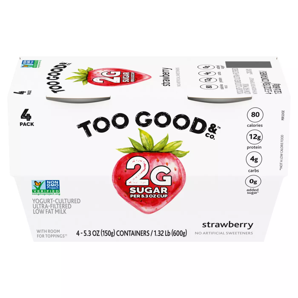 Two Good 2 Gram Strawberry Low Fat Greek Yogurt 5.3 OZ 4 Count