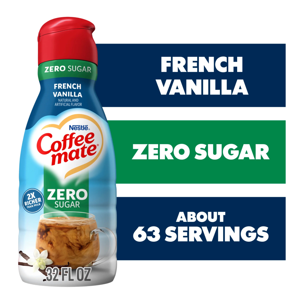Nestle Coffee Mate Zero Sugar French Vanilla Liquid Coffee Creamer  32 Fl Oz
