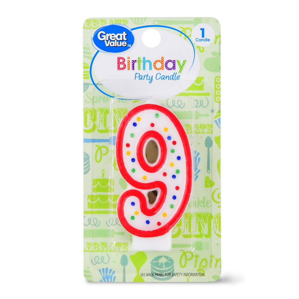 Great Value Birthday Party Candle  Number 9