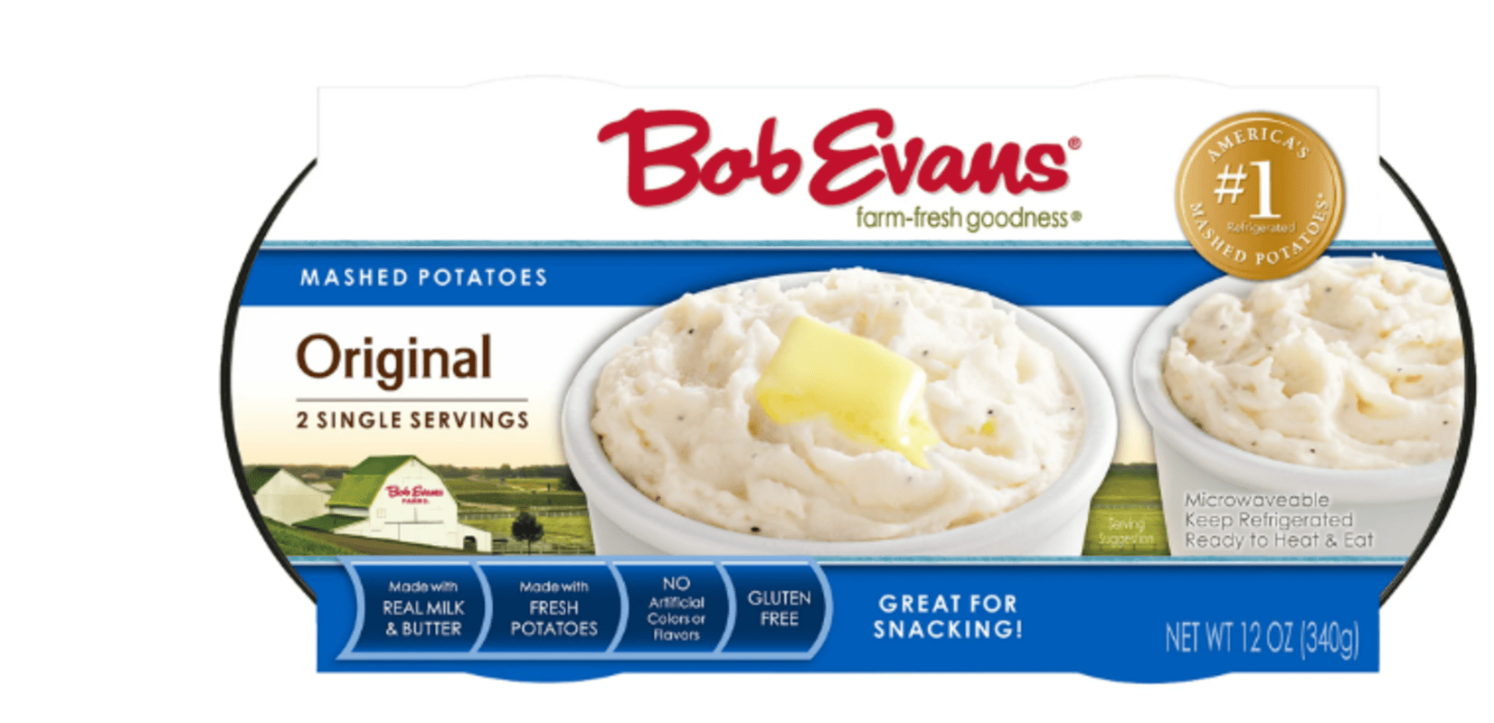 Bob Evans Single Serve Original Mashed Potatoes 12oz 2Ct