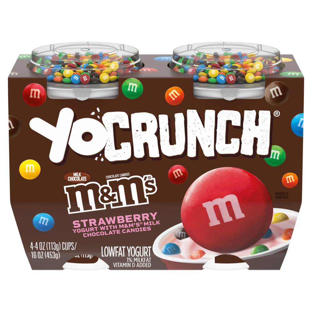 YoCrunch Milk Chocolate M&M's Strawberry Lowfat Yogurt Milk Chocolate Candy 4oz 4 Cups 