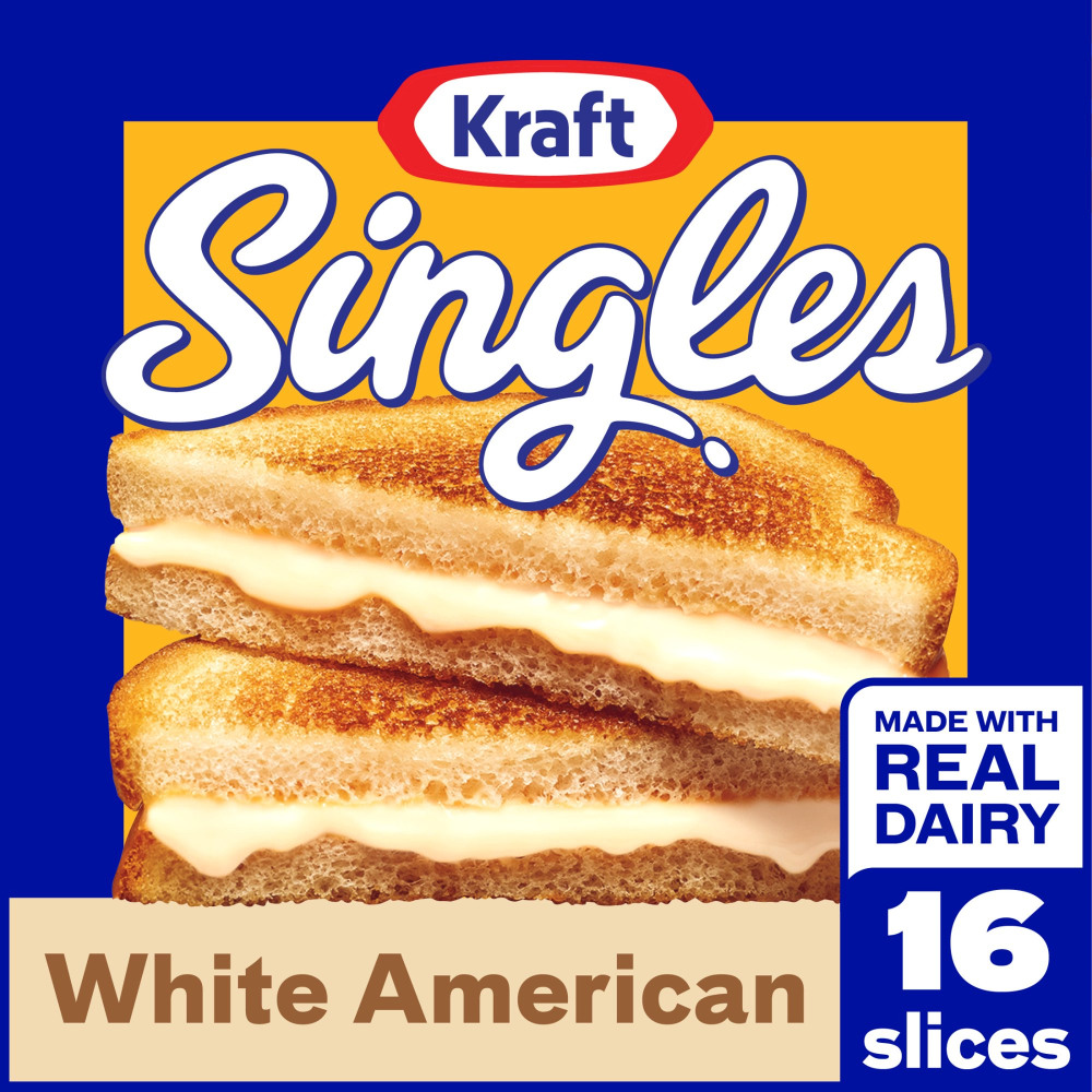 Kraft Cheese White American Singles 16CT 12oz PKG