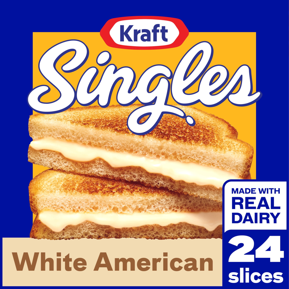 Kraft Cheese White American Singles 24CT 16oz PKG
