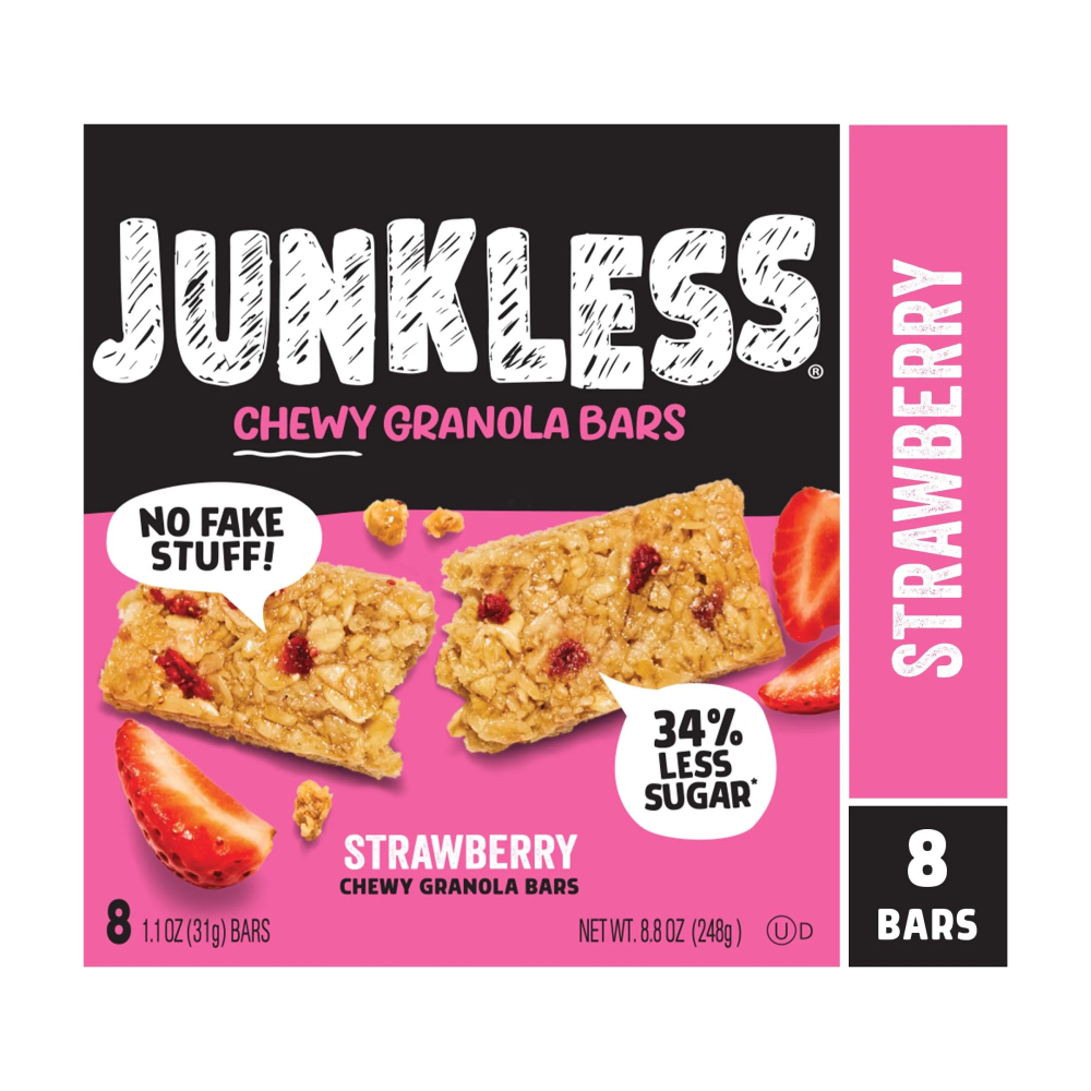JUNKLESS Chewy Granola Bars Strawberry 8 1.1 Oz  Bars