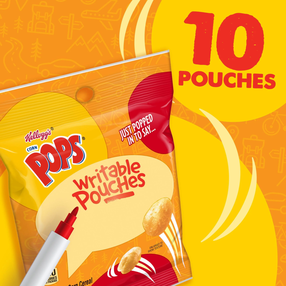 Kellogg's Corn Pops Go Packs Cereal, Kids Snacks, Lunch Snacks, Original, 9.5oz Box (10 Pouches)