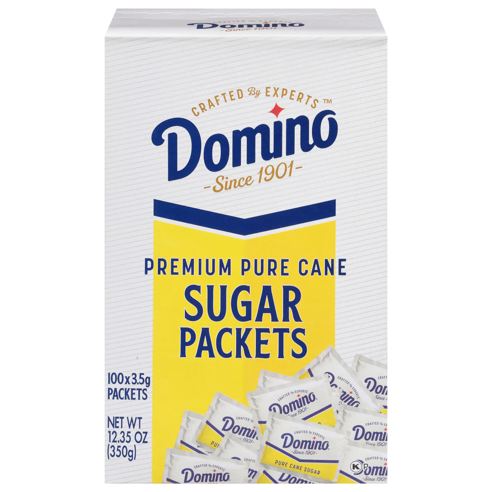 Domino Premium Pure Cane Sugar Packets  100 Count  1/8 Oz