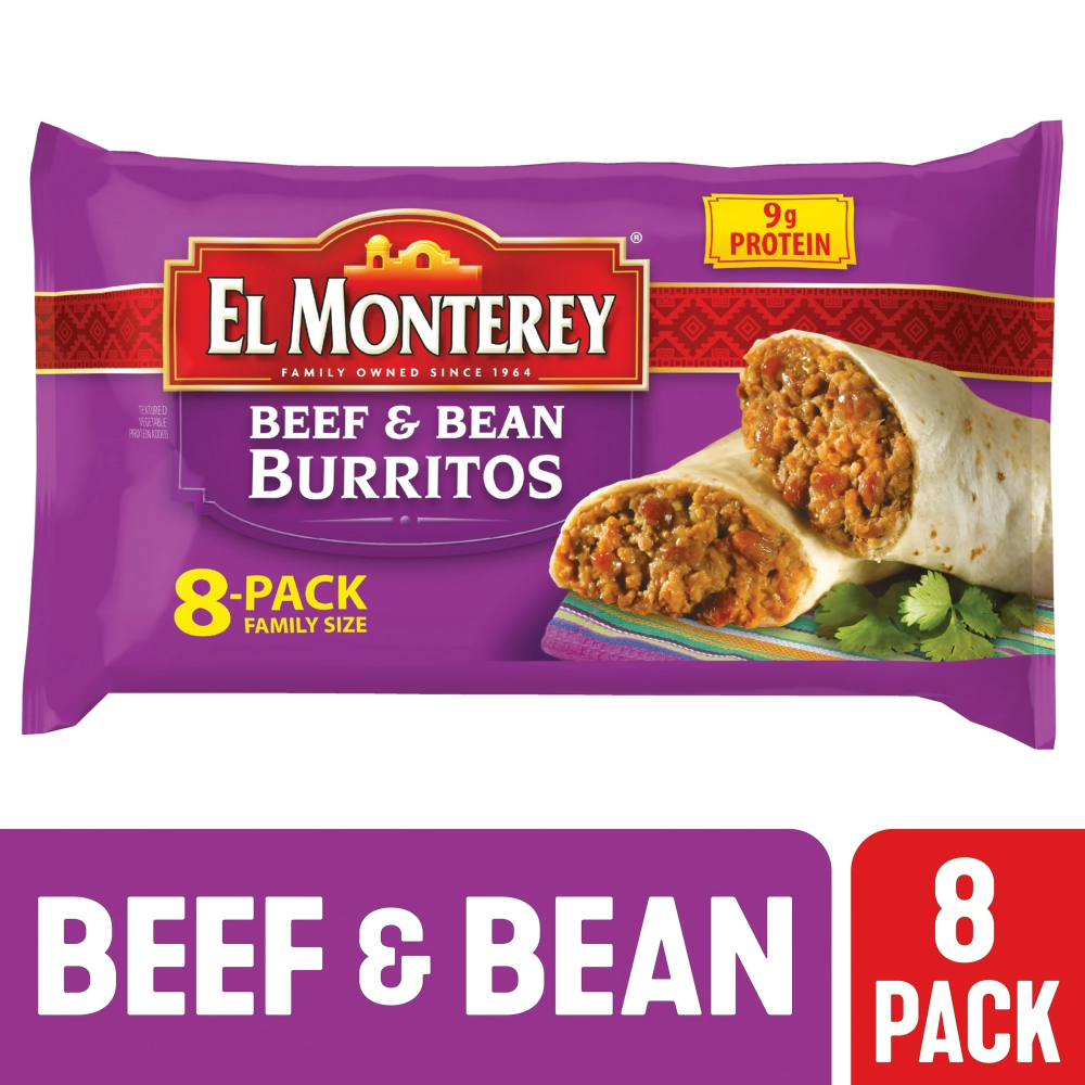 El Monterey Beef & Bean Burritos  8 Pack  (Frozen)
