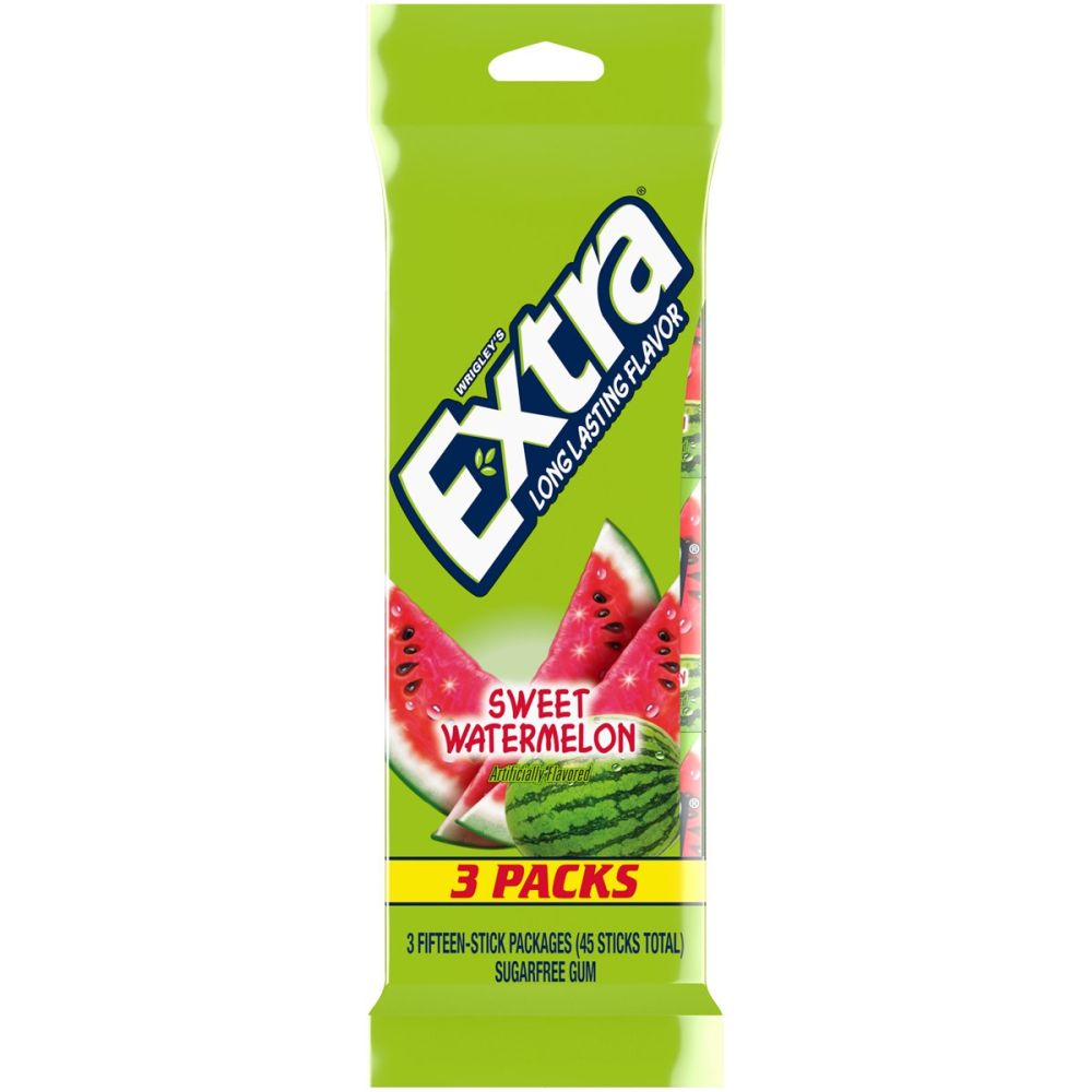 Extra Sweet Watermelon Sugar-Free Gum - 15 Sticks/3pk