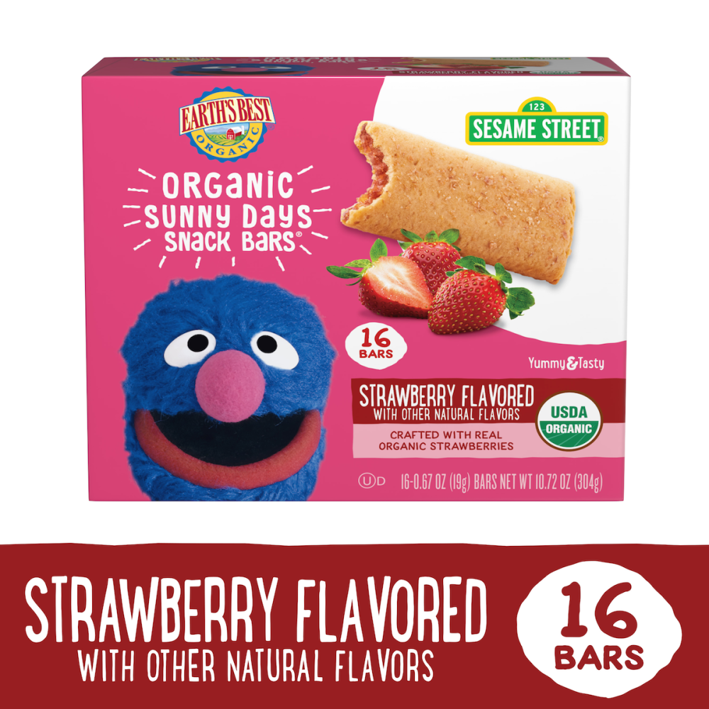 Earth's Best Organic Strawberry Toddler Snack Bars Sesame Street Sunny Days - 16ct