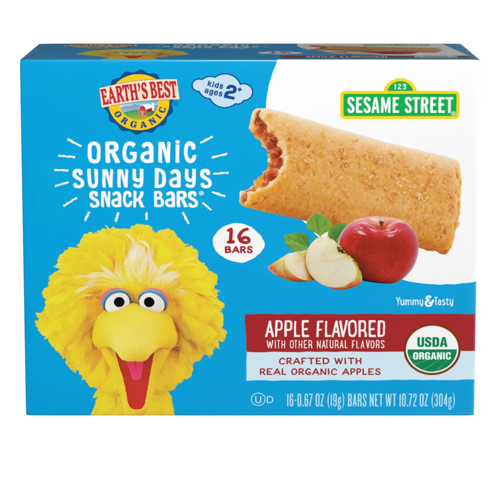 Earth's Best Sesame Street Organic Sunny Days Snack Bars, Apple, 16 Bars per Box