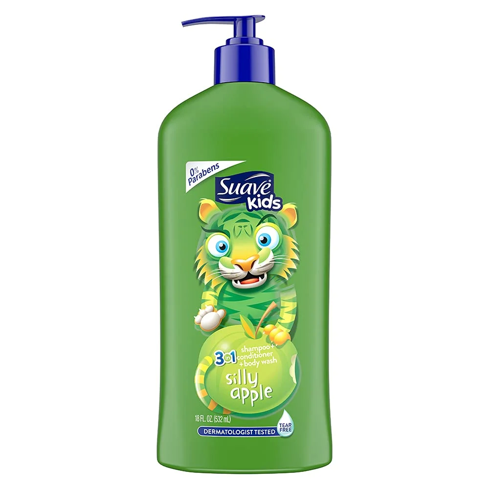 Suave Kids Silly Apple 3-in-1 Shampoo + Conditioner + Body Wash - 40 Fl Oz