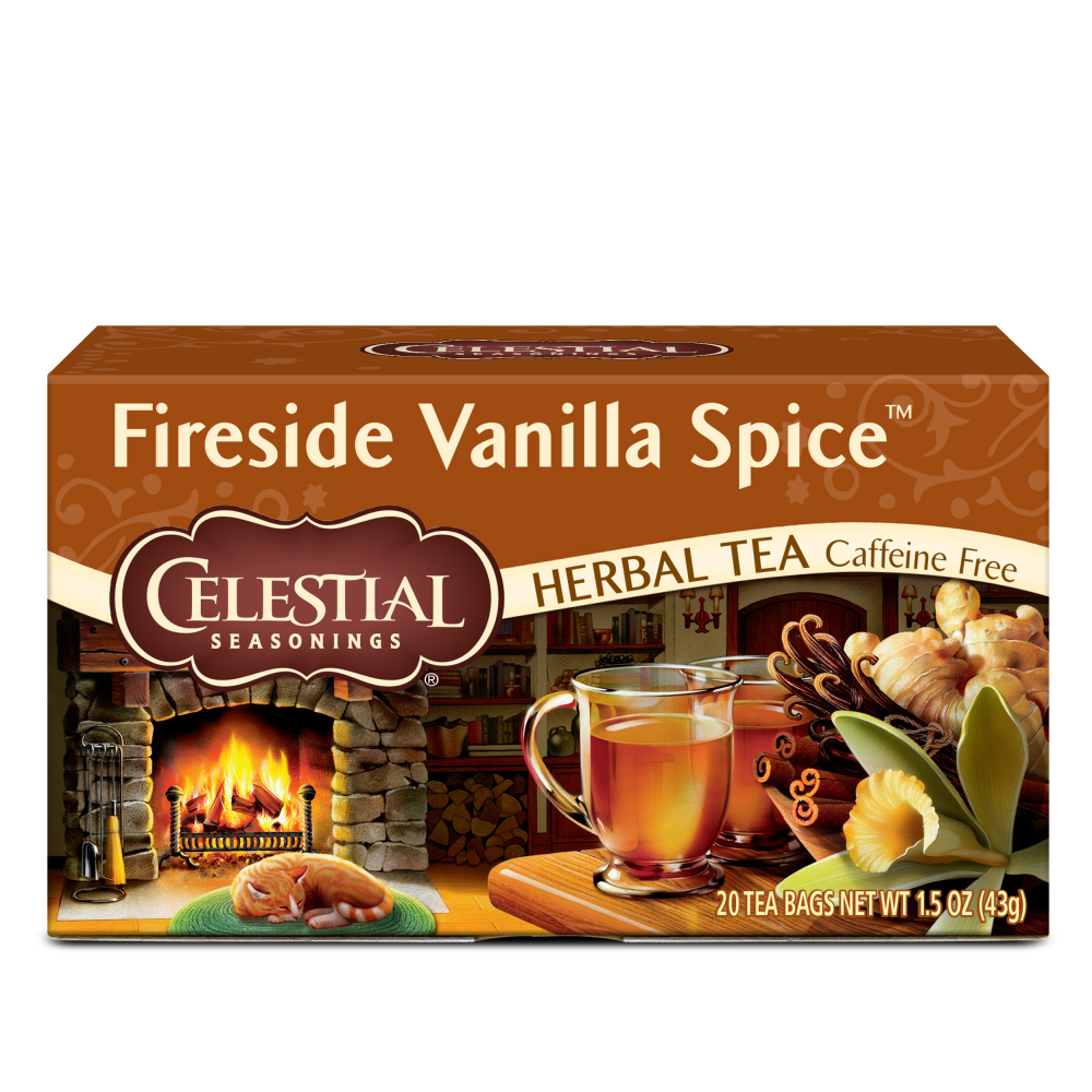 Celestial Seasonings, Herbal Tea, Fireside Vanilla Spice, Caffeine Free, 20 Tea Bags 1.5 Oz 