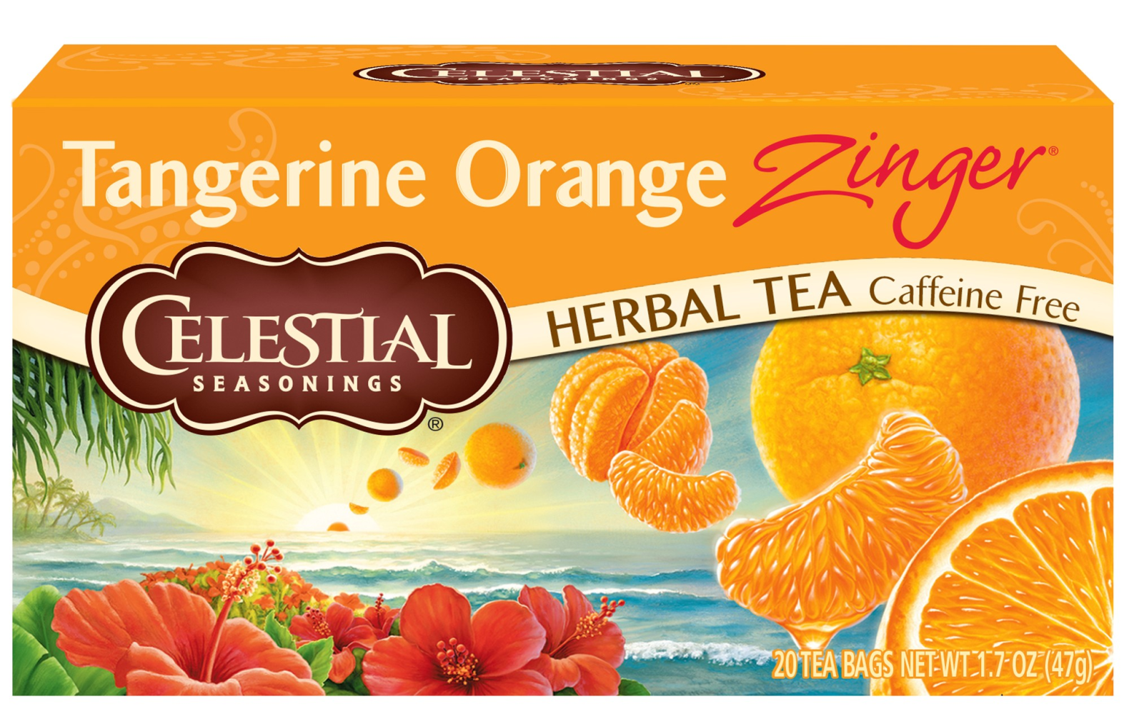 Celestial Seasonings Tangerine Orange Zinger Herbal Tea - Caffeine Free | 20 Bags