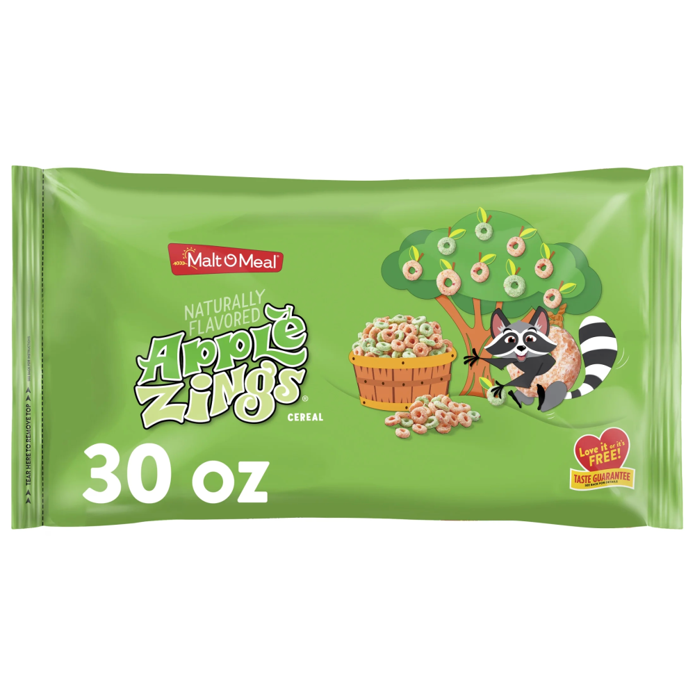 Malt-O-Meal Apple Zings Breakfast Cereal, 30 Oz Resealable Cereal Bag