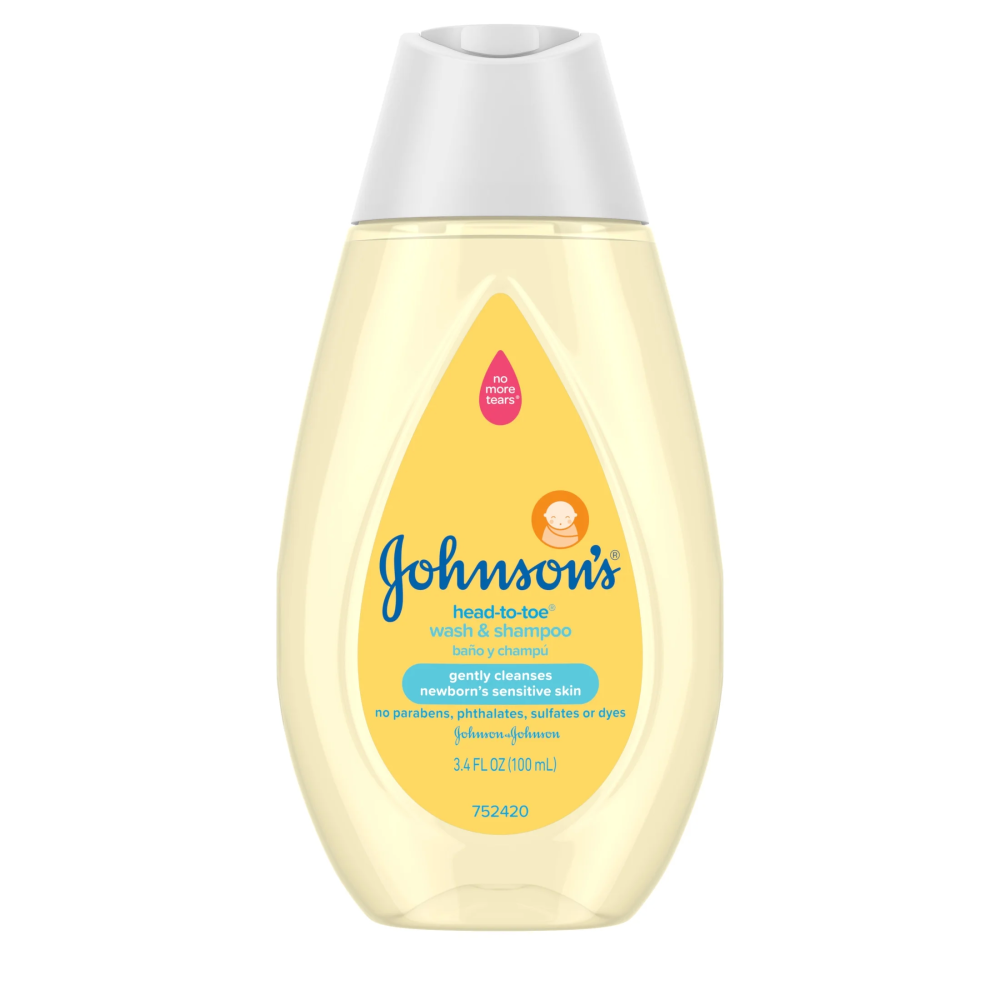 Johnson S Head-to-Toe Gentle Tear-Free Baby Bath Body Wash & Shampoo Travel Size, 3.4 Fl Oz
