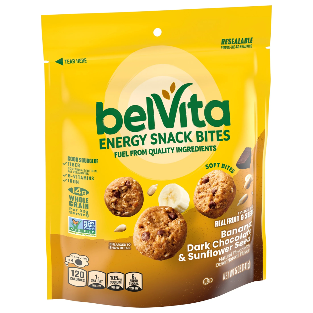 BelVita Banana Dark Chocolate and Sunflower Seed Energy Snack Bites - 5oz Bag