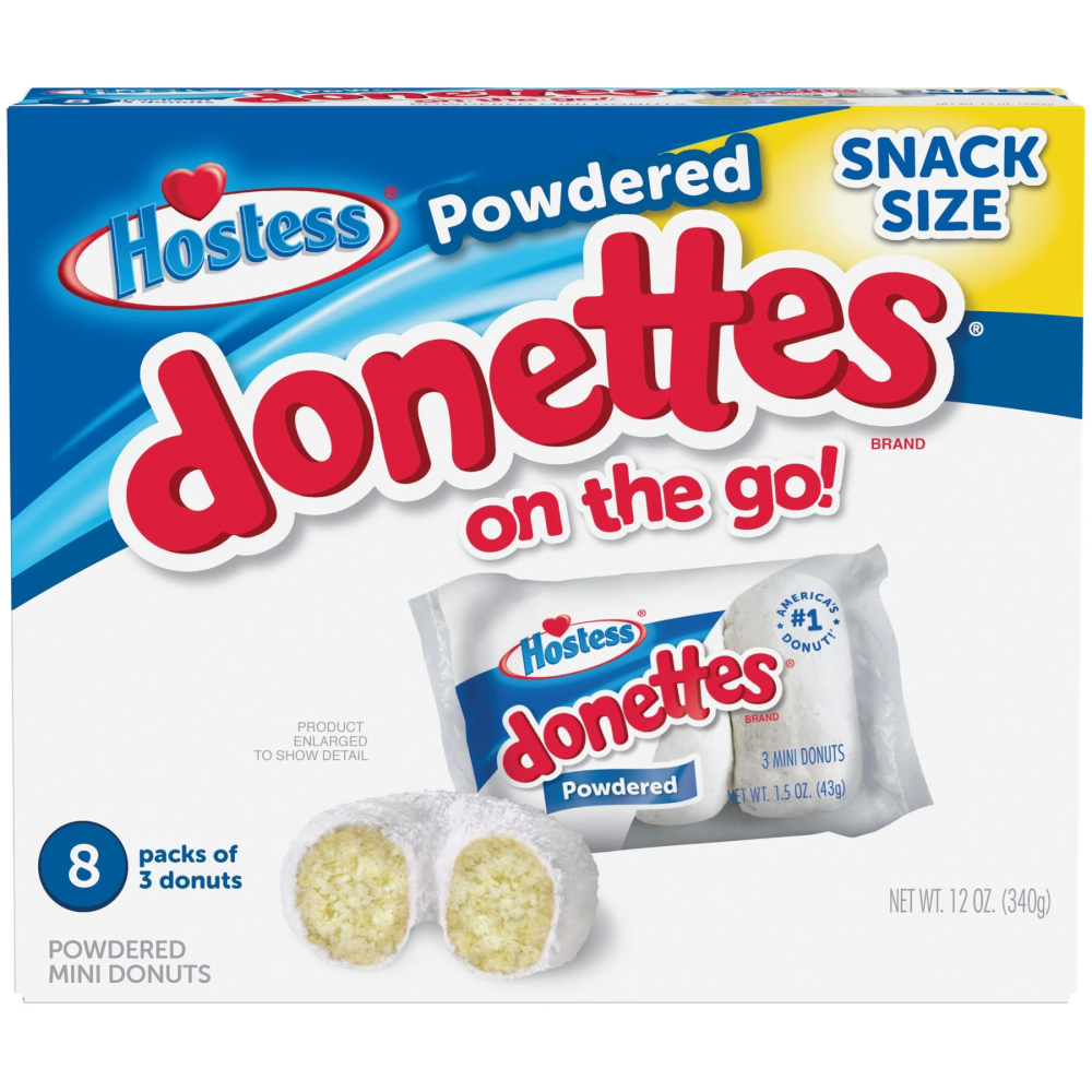 HOSTESS Powdered DONETTES Donuts On The Go Snack Pack, 8 Count 12.0 Oz
