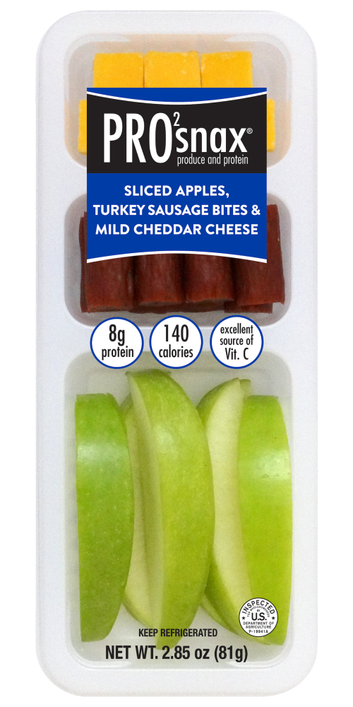 Pro2Snax Sliced Apples Turkey Sausage Bites & Mild Cheddar Cheese, 2.85 Oz