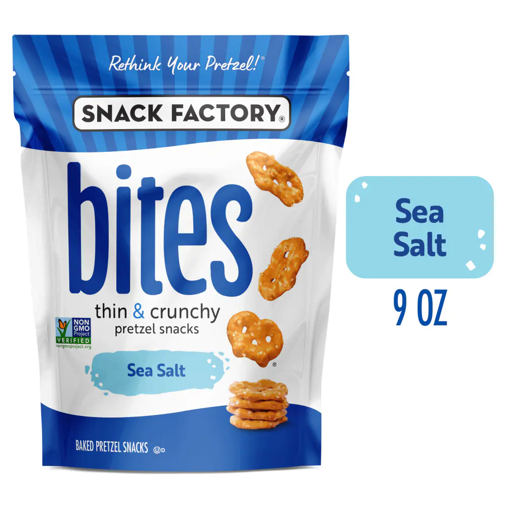 Snack Factory Bites Thin + Crunchy Pretzel Snacks - Sea Salt - 9oz
