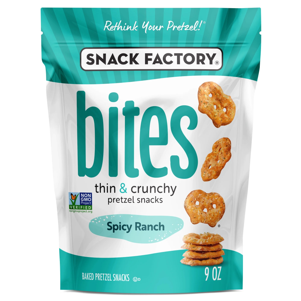 Snack Factory Thin+Crunchy Pretzel Snacks, Spicy Ranch, 9 Oz Bag