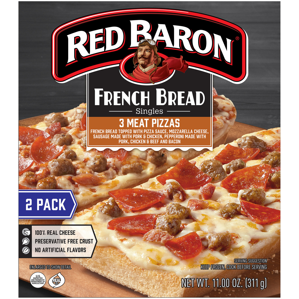 Red Baron French Bread Three Meat Frozen Pizza 11.00 Oz 2 Pack
