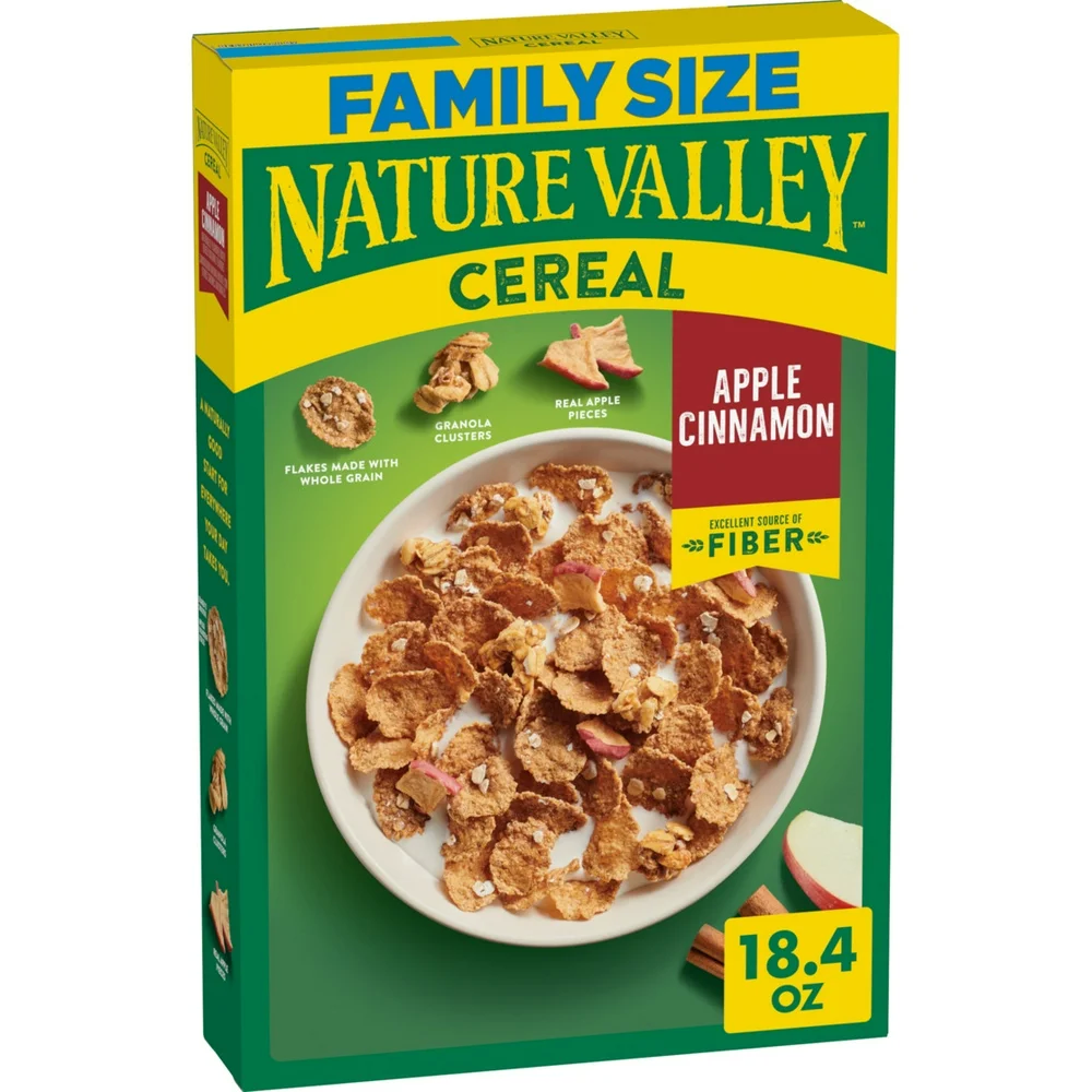 Nature Valley Apple Cinnamon Breakfast Cereal with Flakes, Family Size, 18.4 Oz