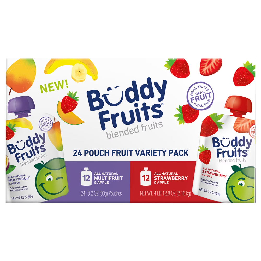 Buddy Fruits Blended Fruit Pouches Variety Pack, 24 Ct