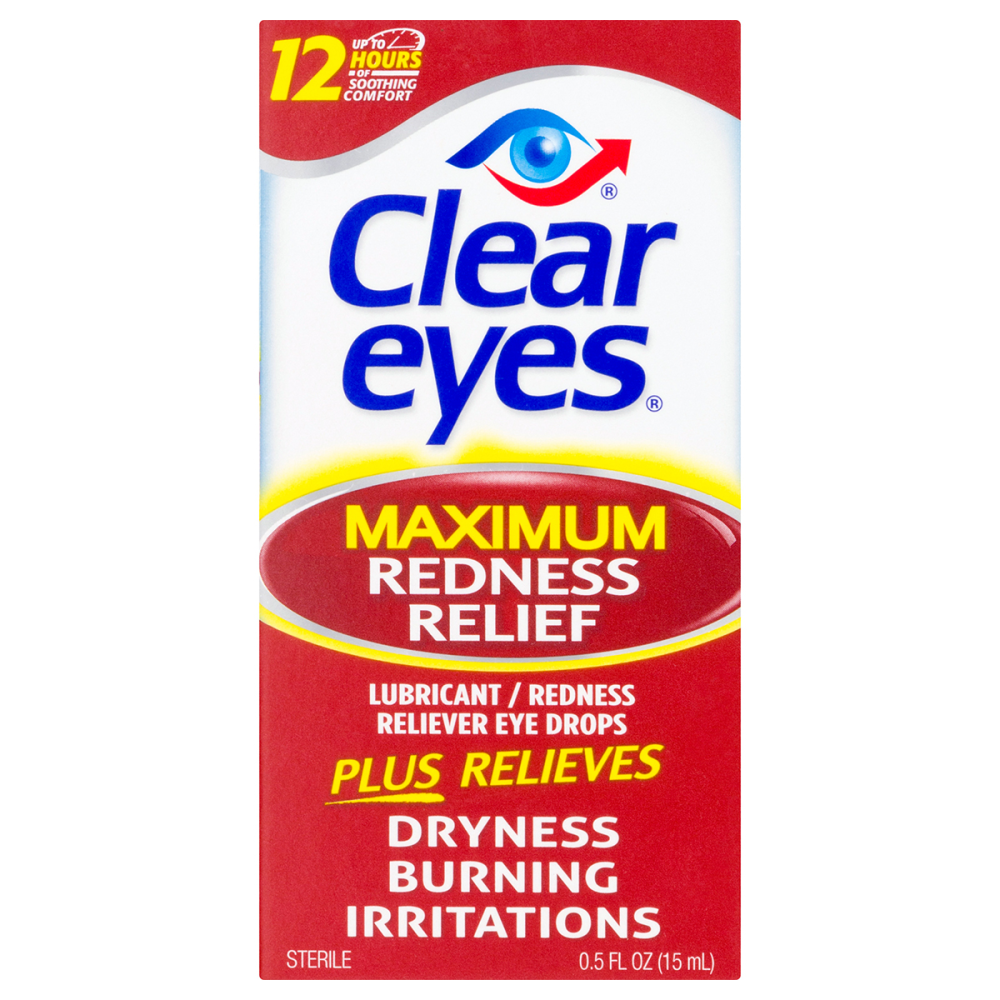Clear Eyes Maximum Strength Eye Drops for Redness Relief, Dryness, Burning, & Irritation - 0.5 Fl Oz