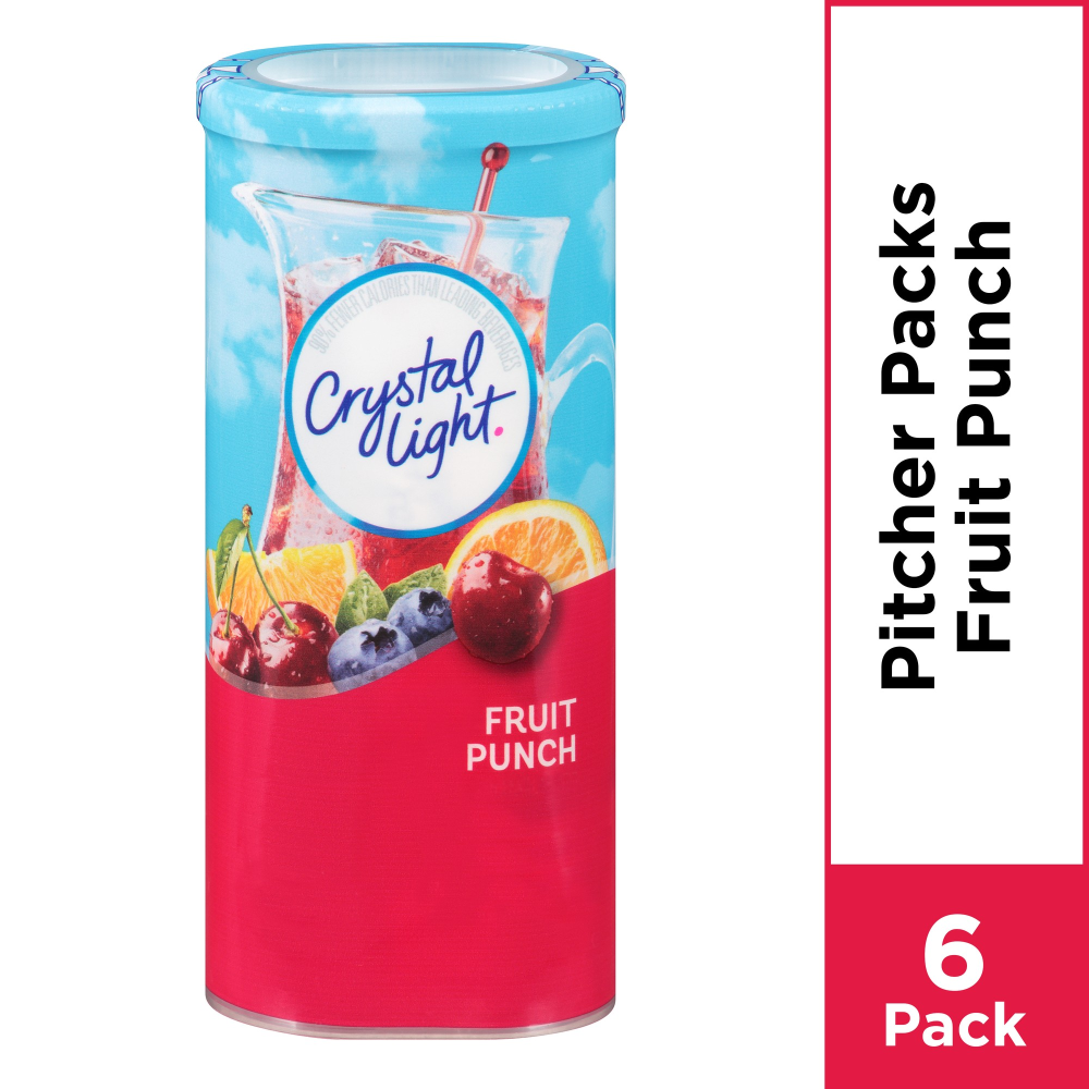 Crystal Light Fruit Punch Sugar Free Drink Mix Caffeine Free, 6 Ct Pitcher Packets