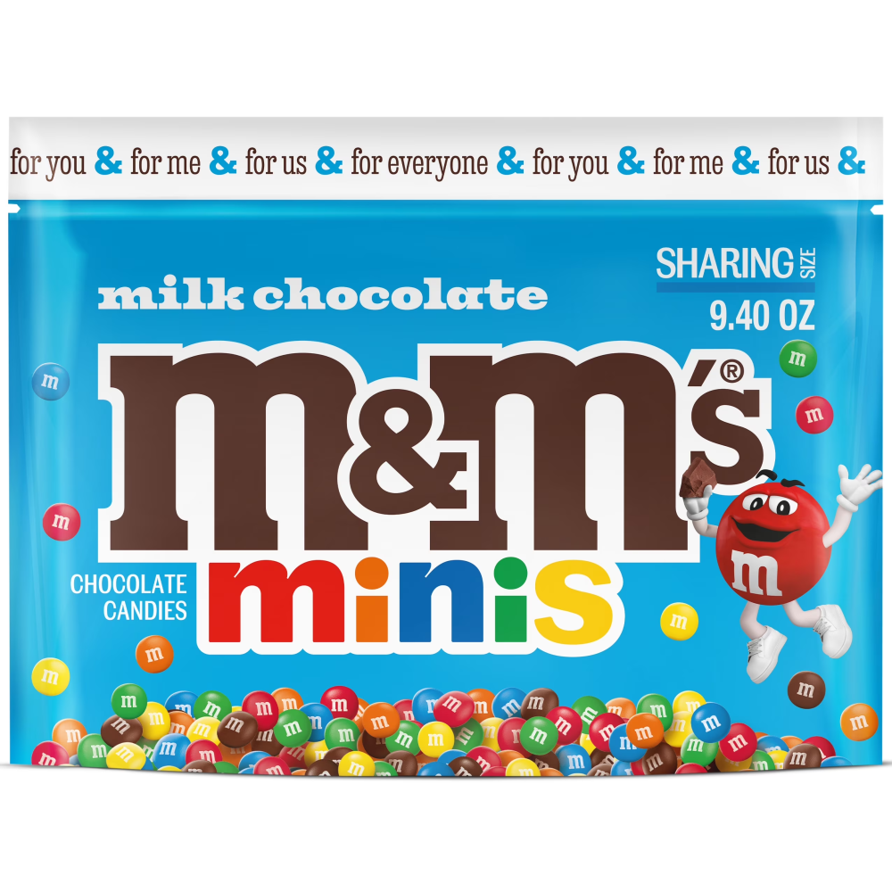 M&M'S Minis Milk Chocolate Candy, Sharing Size, 9.4 Oz Resealable Bag