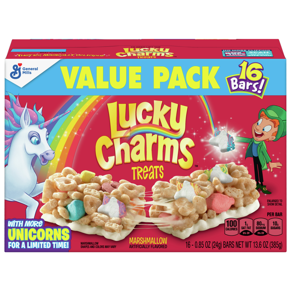 Lucky Charms Breakfast Cereal Treat Bars Snack Bars Value Pack, 16 Ct