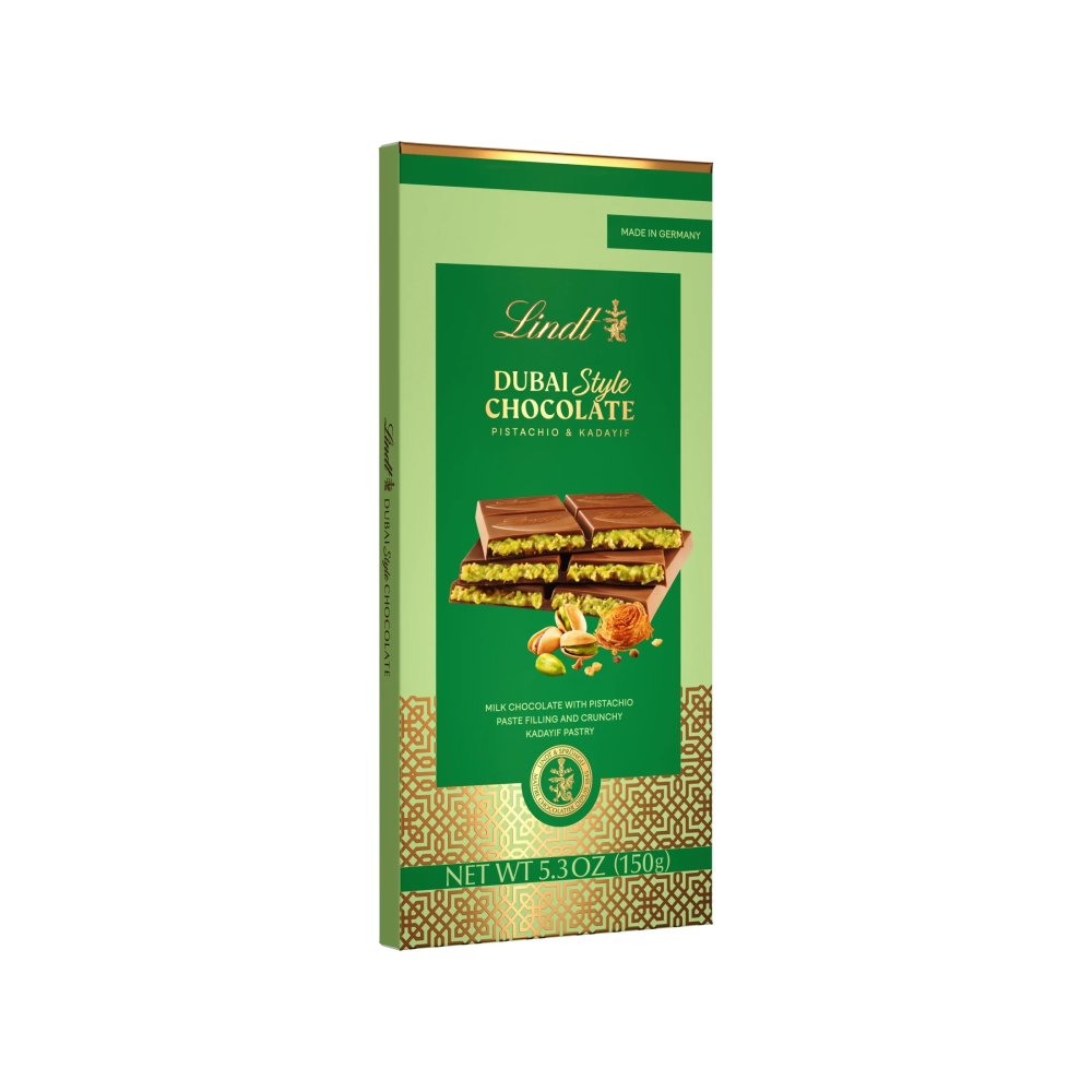 Lindt Dubai Style Chocolate Bar Candy with Pistachio & Kadayif, 5.3 Oz