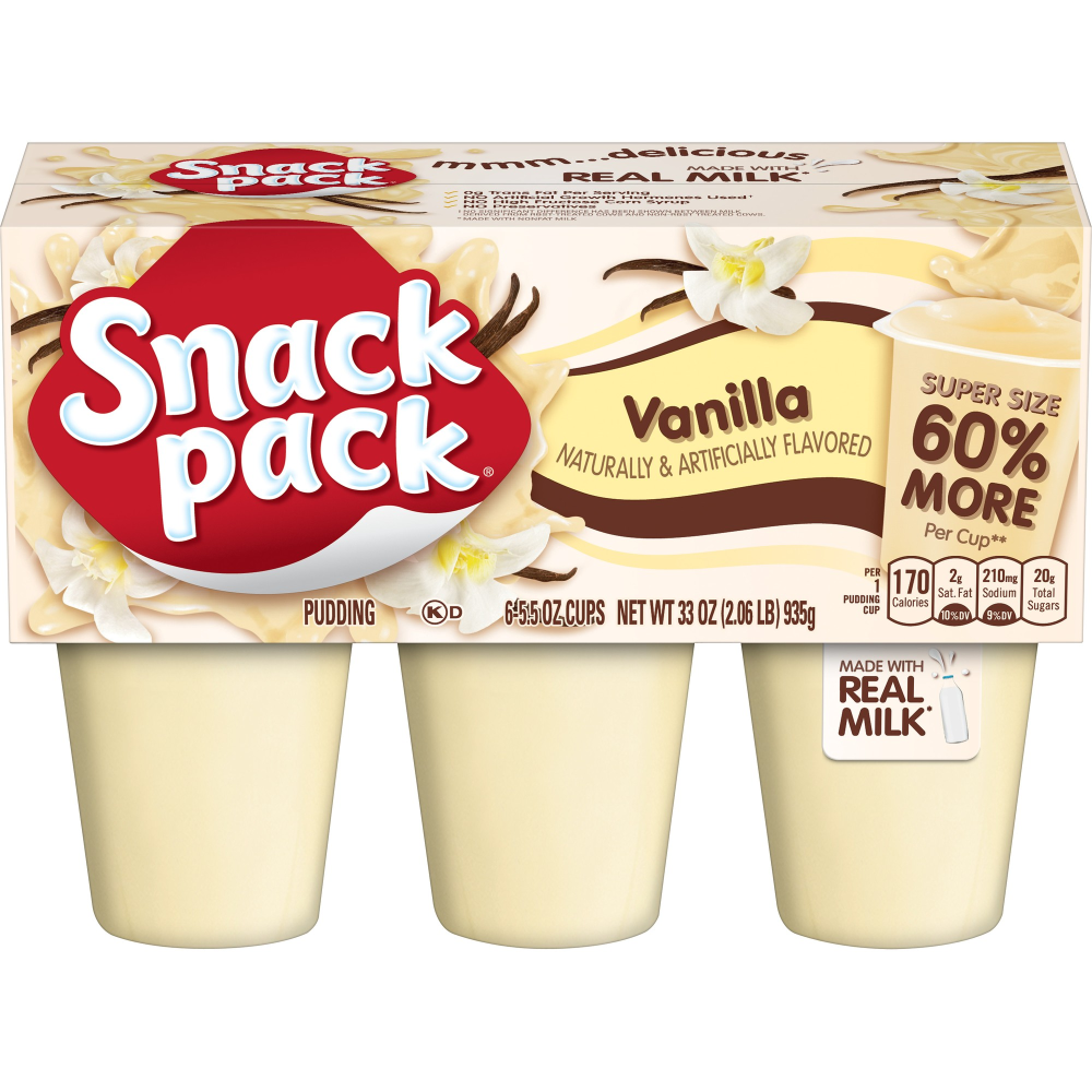 Snack Pack Vanilla Pudding, 5.5 oz 6 Count