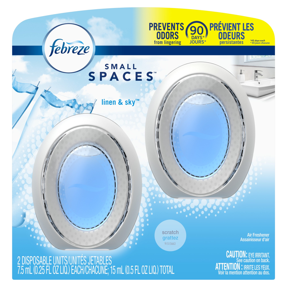 Febreze Bathroom Air Freshener, Odor-Fighting, Linen & Sky Scent, 2 Count