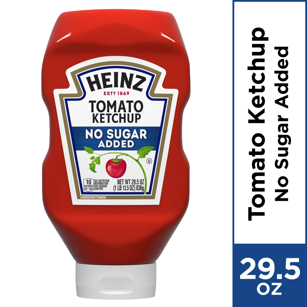Heinz Tomato Ketchup with No Sugar Added 29.5 Oz Bottle
