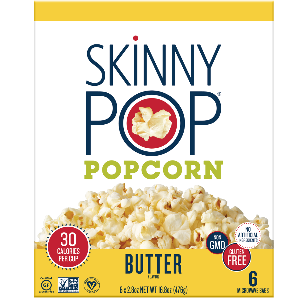 SkinnyPop Gluten-Free Butter Microwave Popcorn Snack Multipack, 2.8 oz, 6 count