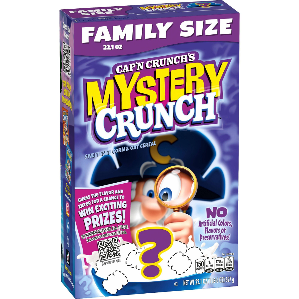 Cap'n Crunch Mystery Sweetened Corn and Oat Cereal Family Size with Crunchy Texture 22.1 oz