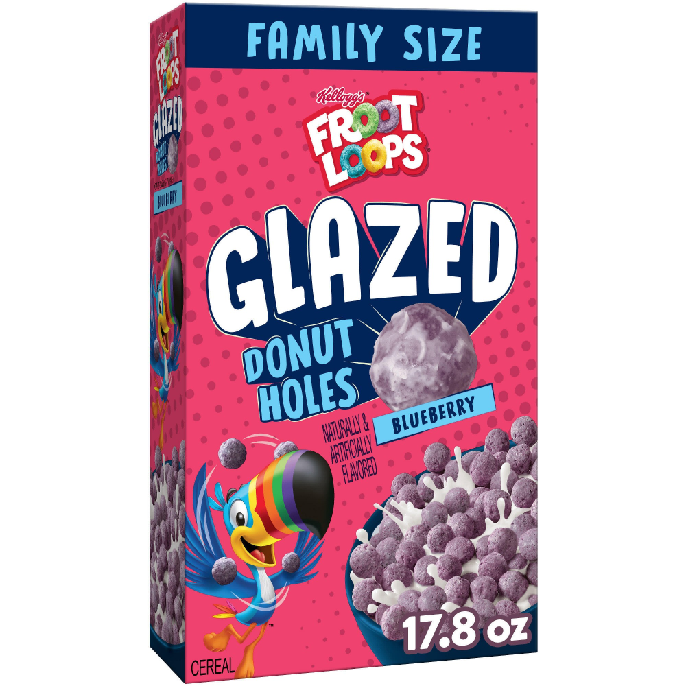 Froot Loops Blueberry Glazed Donut Holes Family Size Breakfast Cereal - 17.8oz