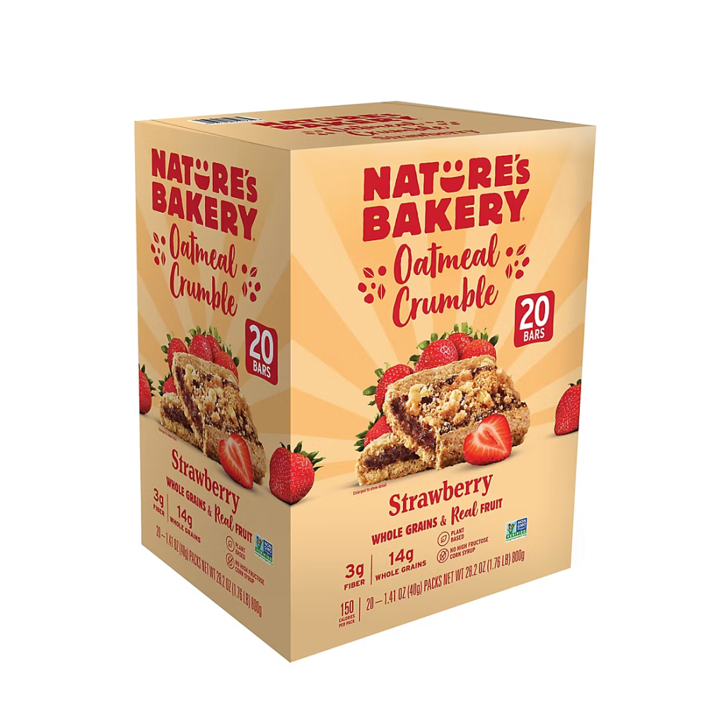 Nature's Bakery Oatmeal Crumble Strawberry Breakfast Snack Bars, 20 Count