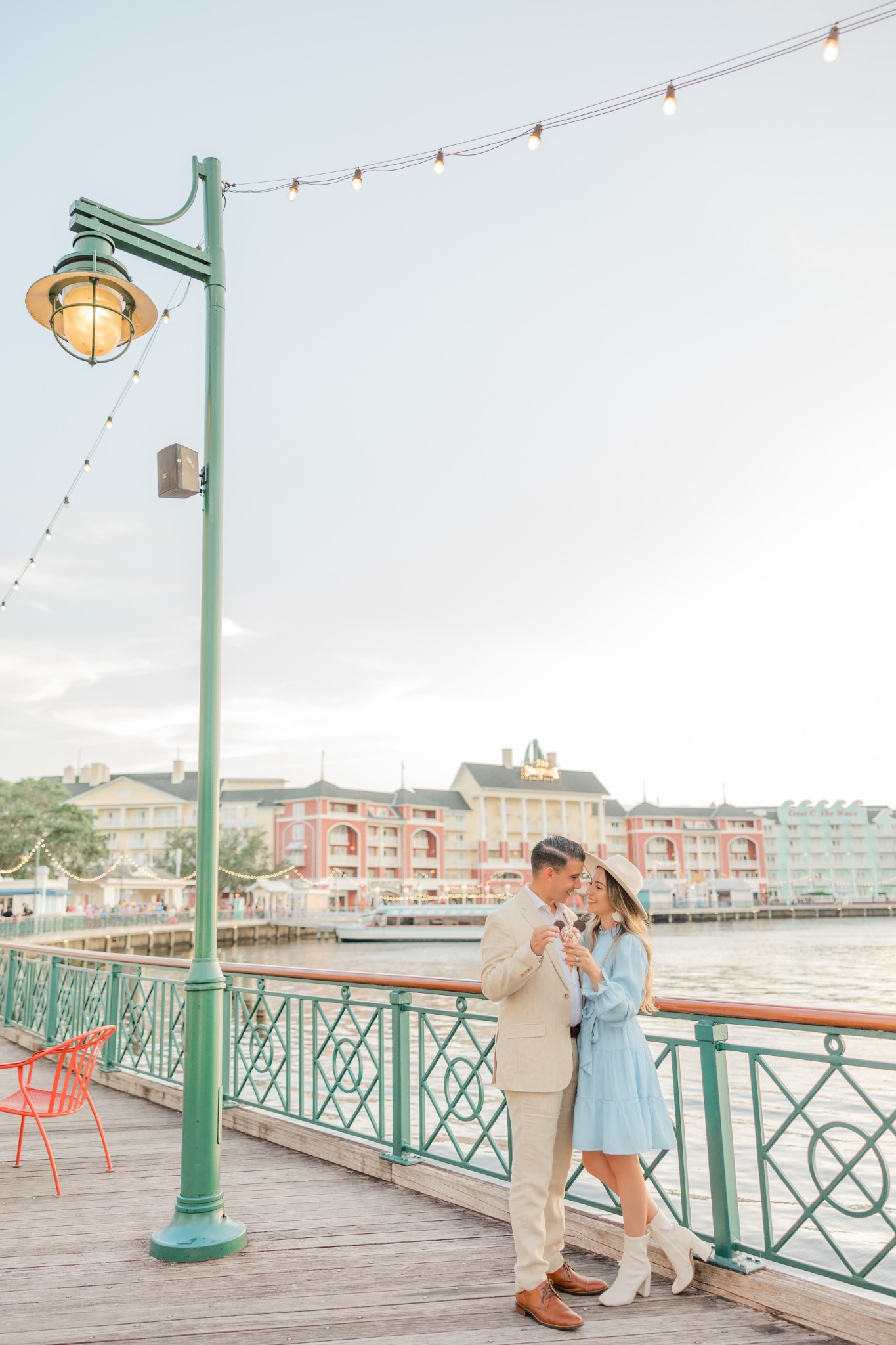 Couple enjoying Disney BoardWalk during a Disney Vacation Club stay